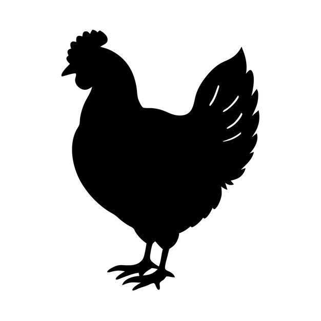 Vector a black and white image of a chicken with a rooster on it