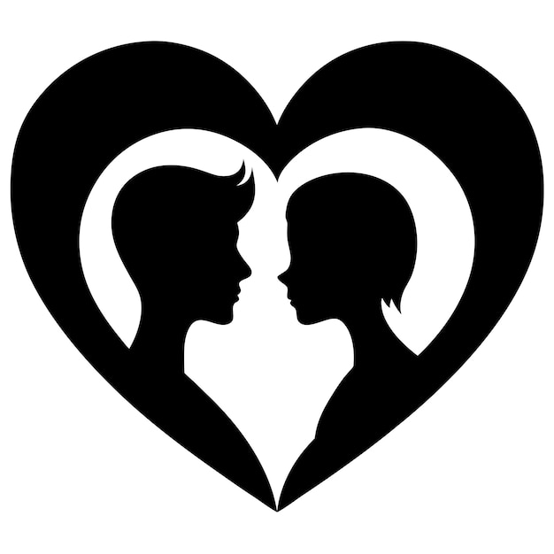 Vector a black and white image of a couple and a heart with a man and woman in the middle