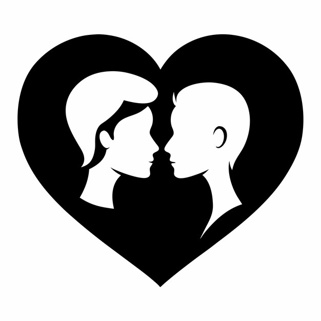 Vector a black and white image of a couple and a heart with the words  kiss  on it