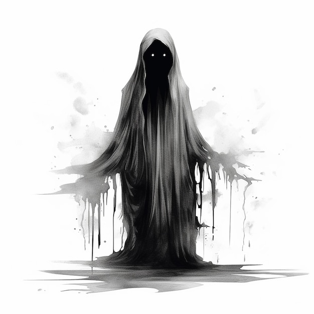 Vector a black and white image of a creepy creature with a black face and white background