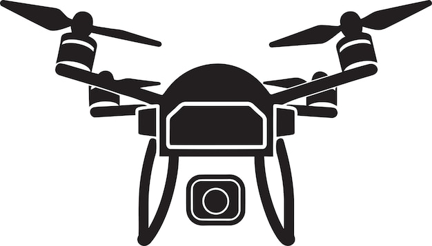 a black and white image of a drone with a camera and a camera on it