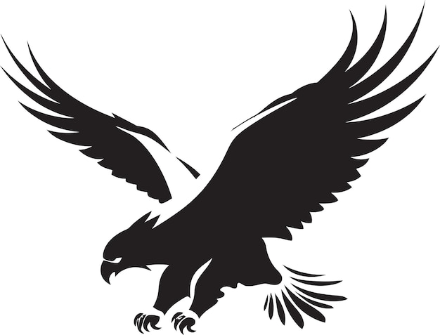 a black and white image of an eagle with a black outline of a hawk