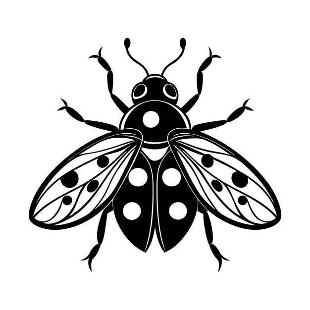 Vector a black and white image of a flying bug