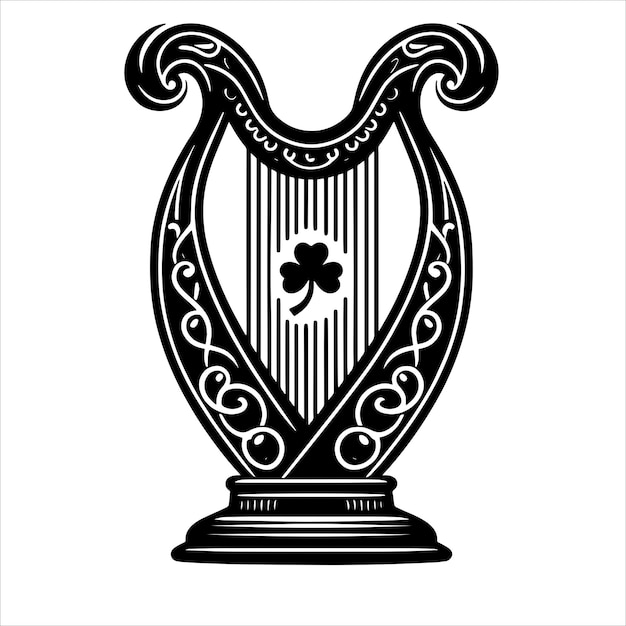 Vector a black and white image of a harp