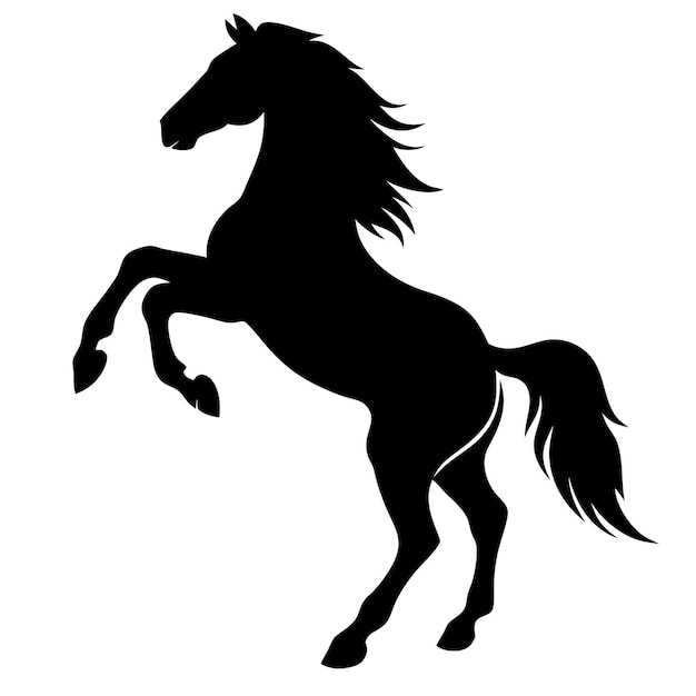 a black and white image of a horse with a horse on its back