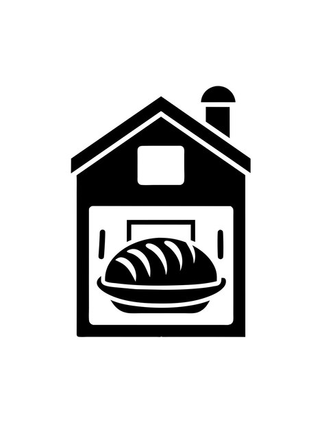 Vector a black and white image of a house with a cake on the top