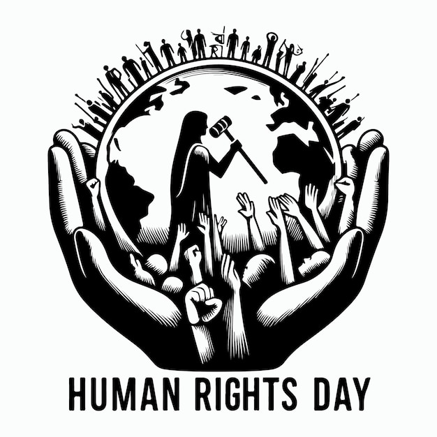 Vector a black and white image of human rights day day day day day day day