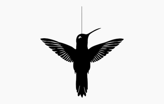 a black and white image of a hummingbird with a long beak