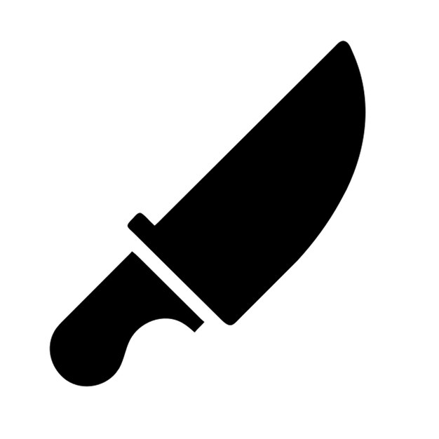 Vector a black and white image of a knife with a black handle