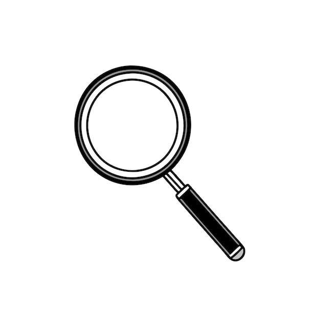 a black and white image of a magnifying glass