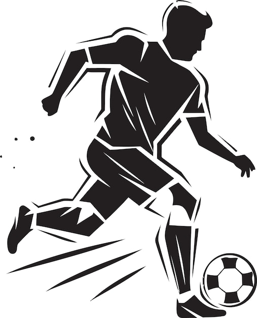 a black and white image of a man kicking a soccer ball