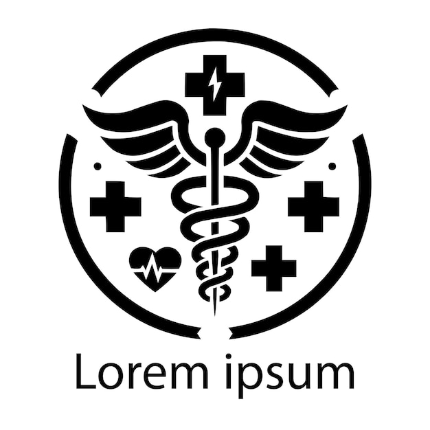 a black and white image of a medical symbol with a cross on it