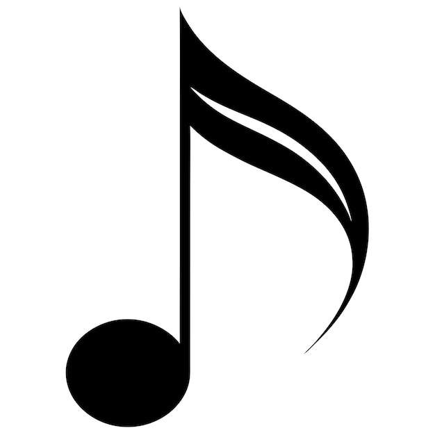 a black and white image of a music note with a black background