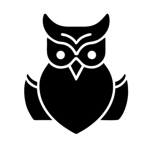 Vector a black and white image of an owl with a black background