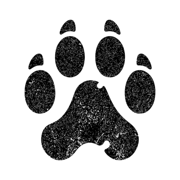 Vector a black and white image of a paw print with a paw print on it