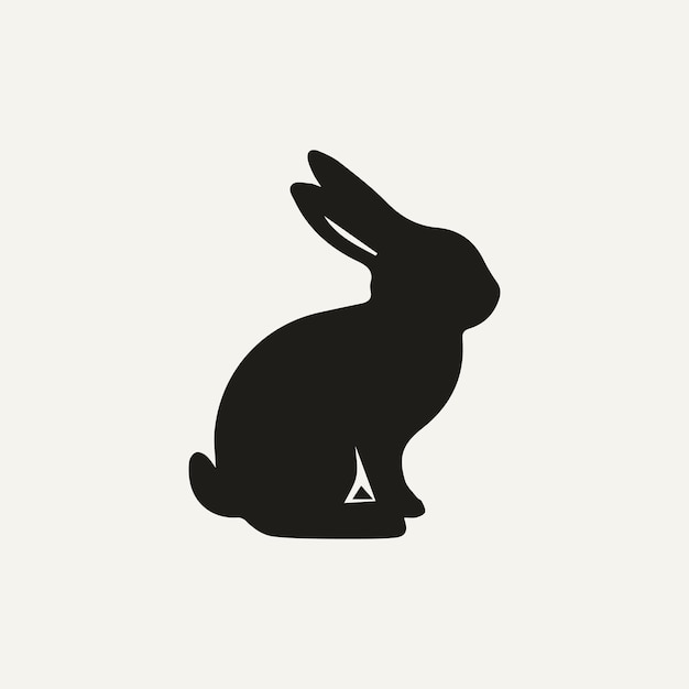 black and white image of a rabbit with a triangle on it