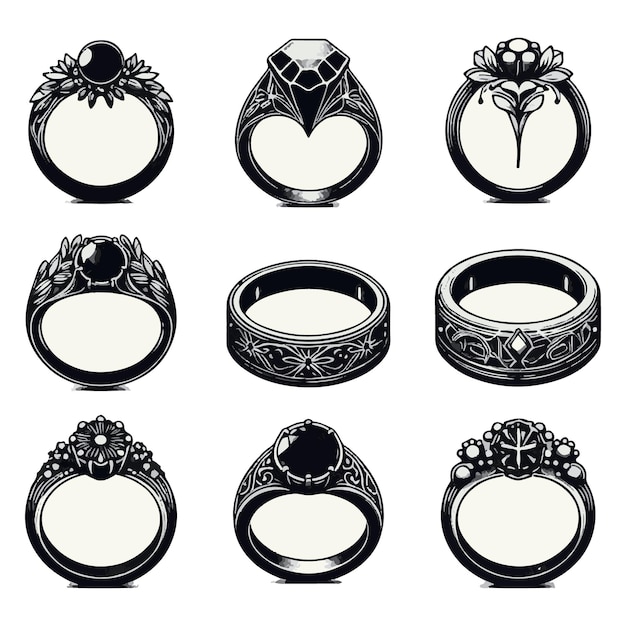 a black and white image of a ring with a heart on it