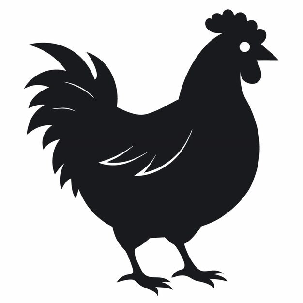 a black and white image of a rooster with a black face