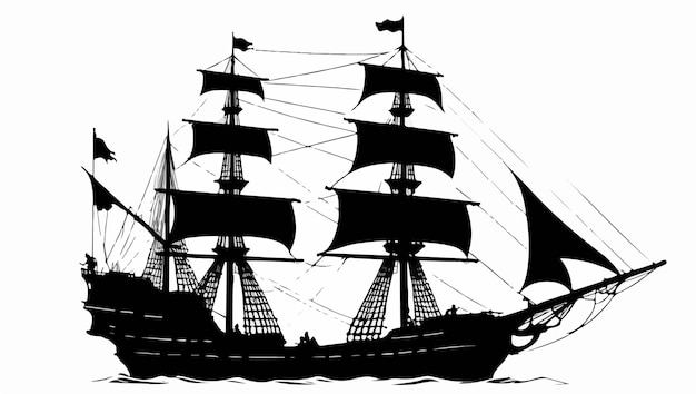 a black and white image of a ship