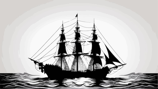 a black and white image of a ship