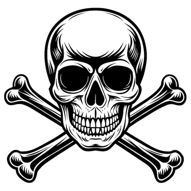 a black and white image of a skull and crossbones