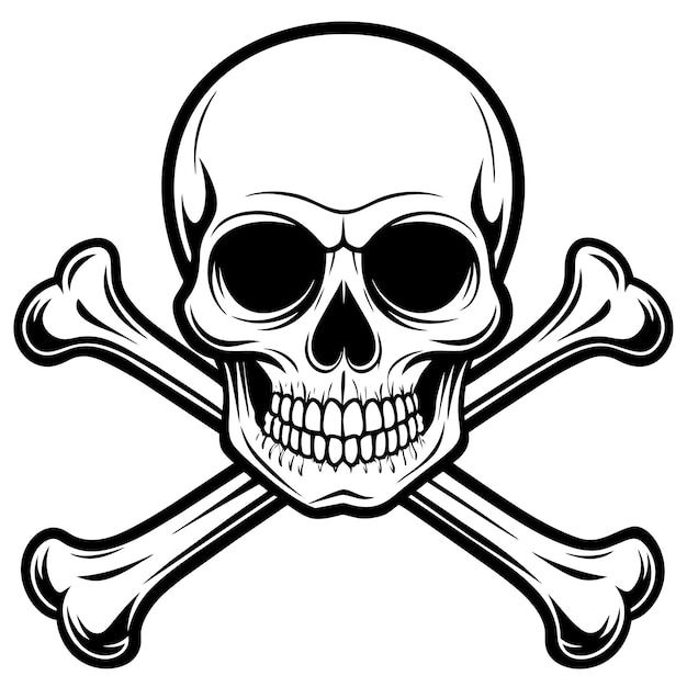 a black and white image of a skull and crossbones