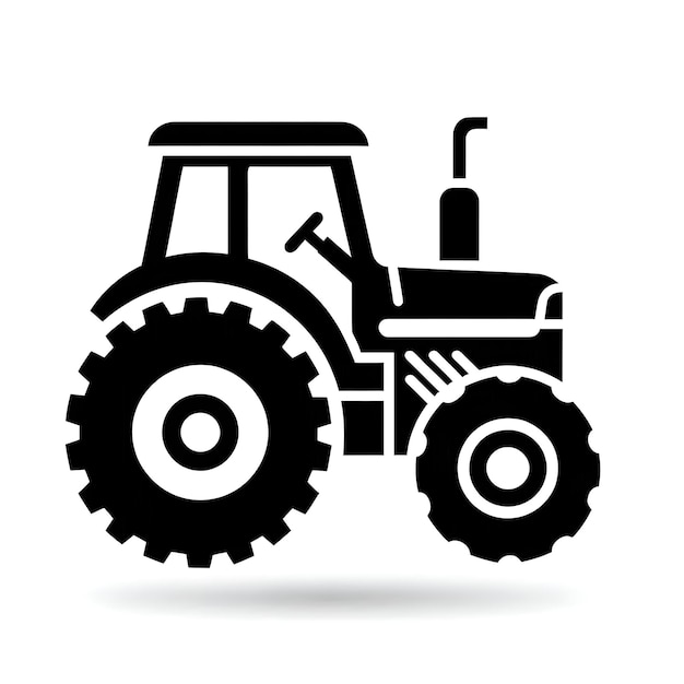 a black and white image of a tractor with a black and white background