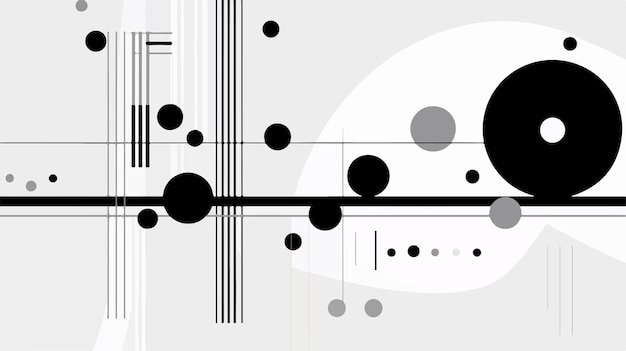 Vector a black and white image of a white and black line with circles and dots