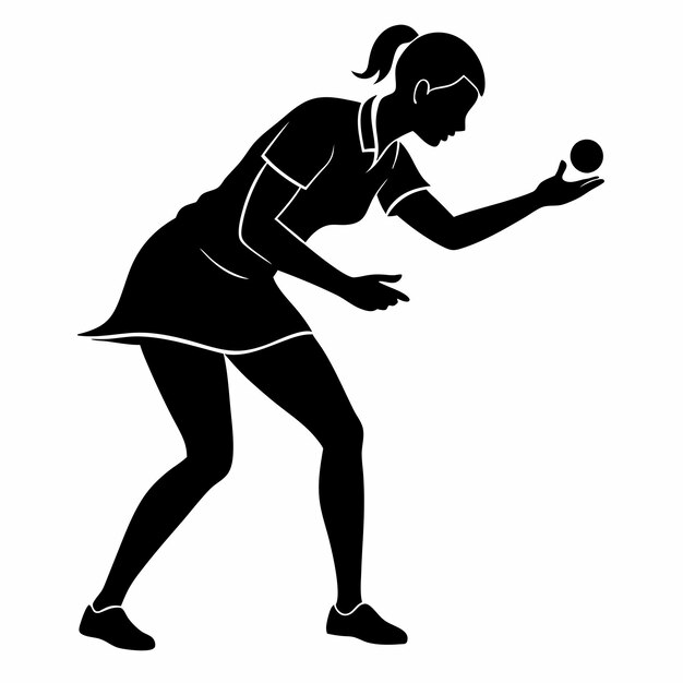 Vector a black and white image of a woman playing ball with a ball and a woman in a skirt