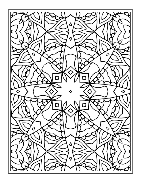 Black and White Indian mandala pattern for coloring pages