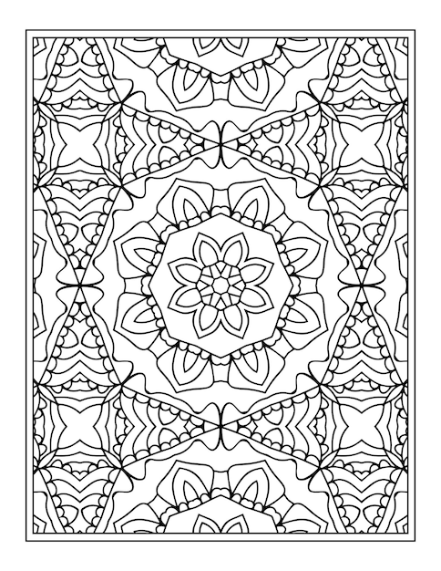 Black and White Indian mandala pattern for coloring pages