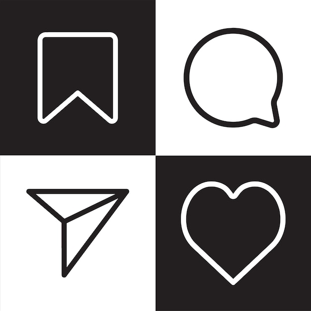 black and white instagram element set icon template