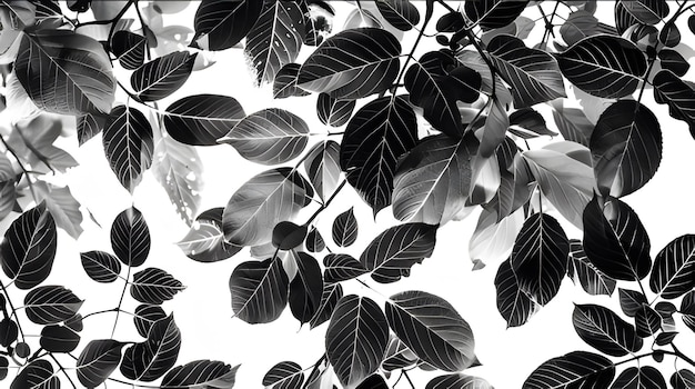 Vector black and white leaves photography