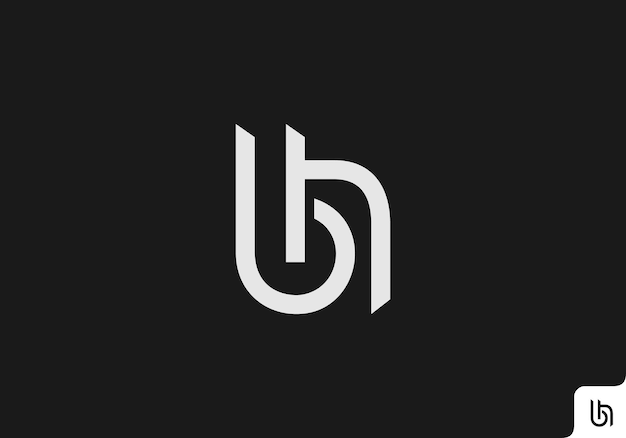 black and white letter BH logo design