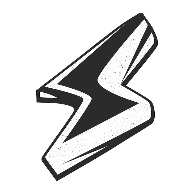 Black and white lightning icon symbol of strength energy danger