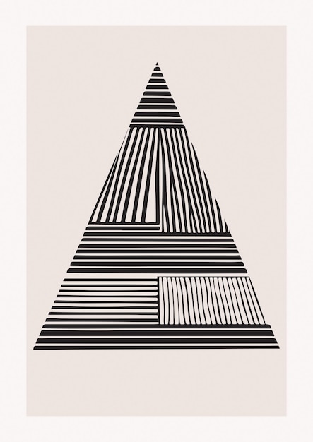 Black and White Line Art Minimalist Christmas Tree Card