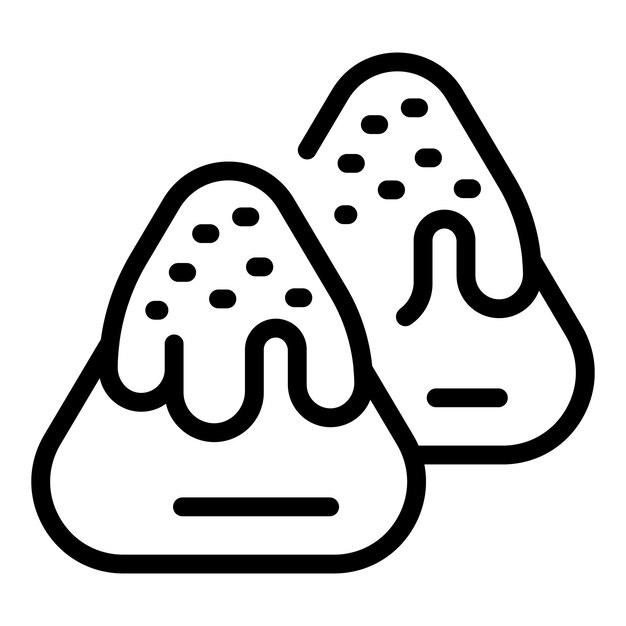 Vector black and white line art of rice dumplings icon