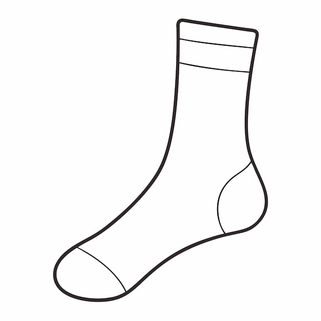 Black and White Line Art of Sock Minimalist Outline Sock Illustration for Design