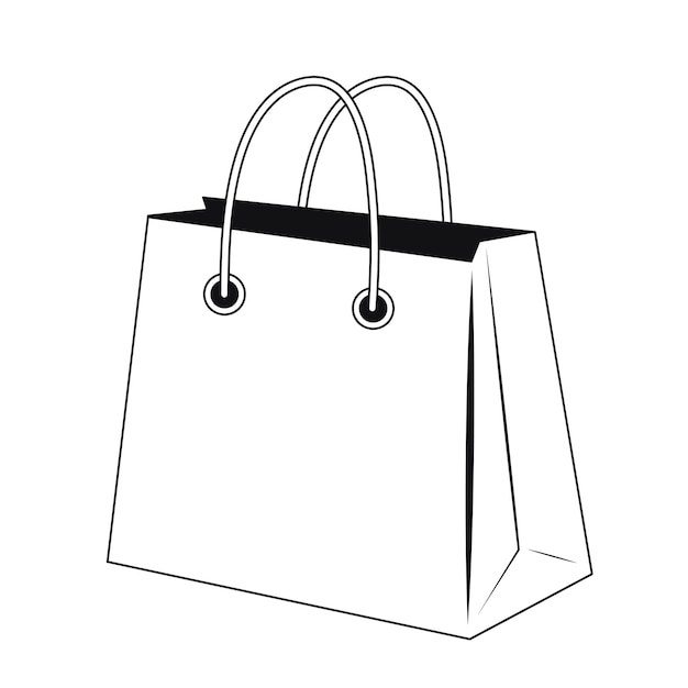 Black and white line bag made of paper ecology protection from plastic Vector illustration