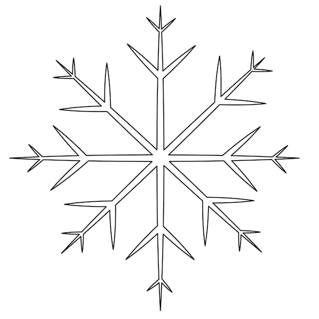 Black and white line Christmas snowflake Vector illustration