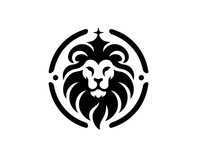 Vector black and white lion head vector illustration