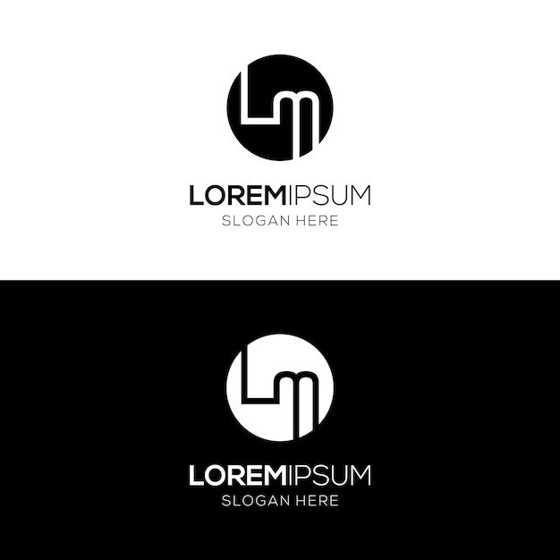 Vector black and white lm letter company logo template