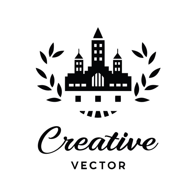 Vector a black and white logo for a castle with a picture of a castle on it