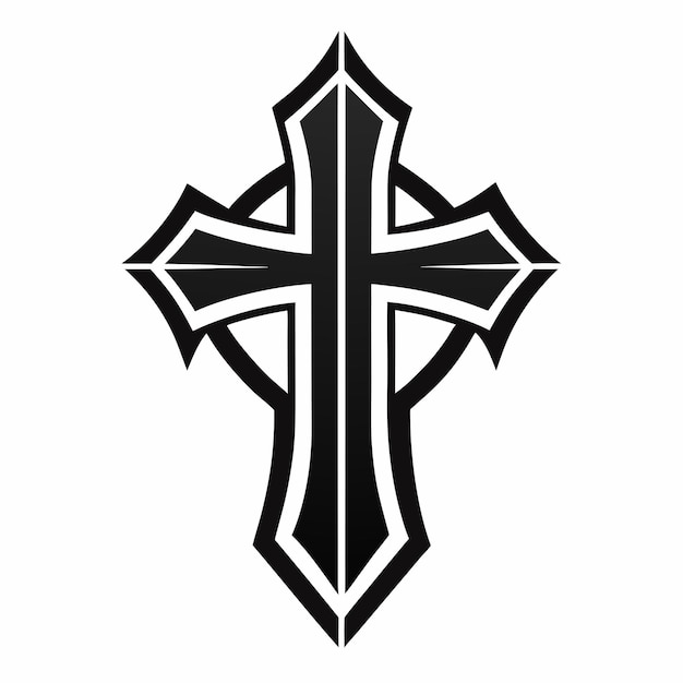 a black and white logo of a cross with a cross on it