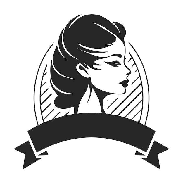 Black and white logo depicting a stylish and elegant woman A bold and dynamic logo that makes a strong impression