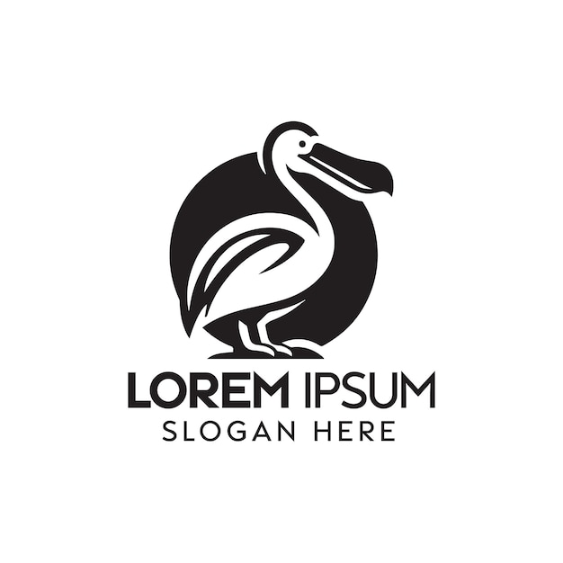 Black and White Logo Design Featuring Stylized Pelican for Potential Branding Purposes