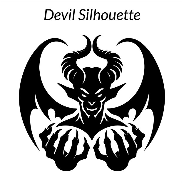 Vector a black and white logo of a devil with horns