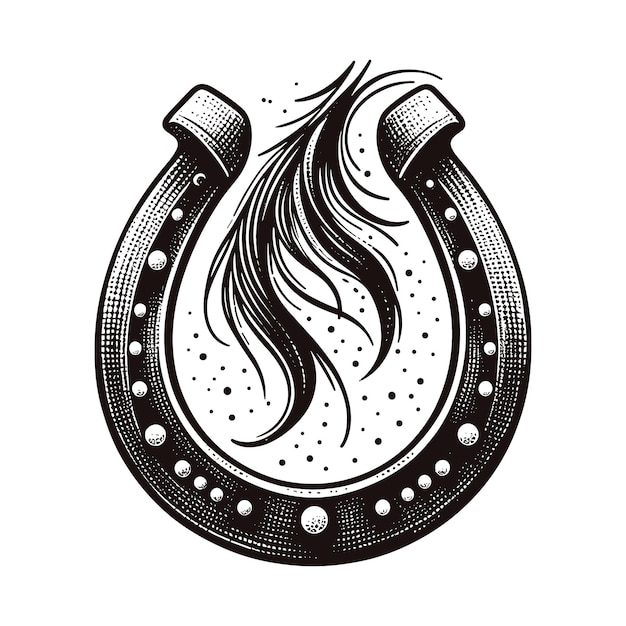 a black and white logo of a horseshoe with the words fire on it