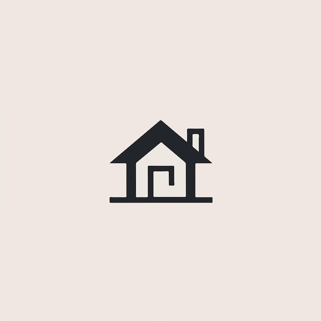 a black and white logo of a house with a picture of a house on it