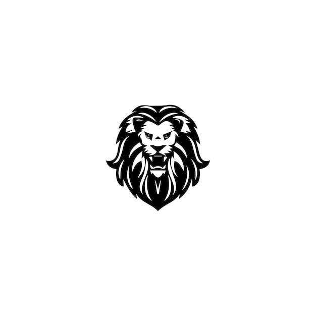 a black and white logo of a lion with a long mane